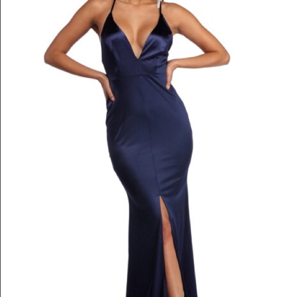 Navy Long Prom Dress
